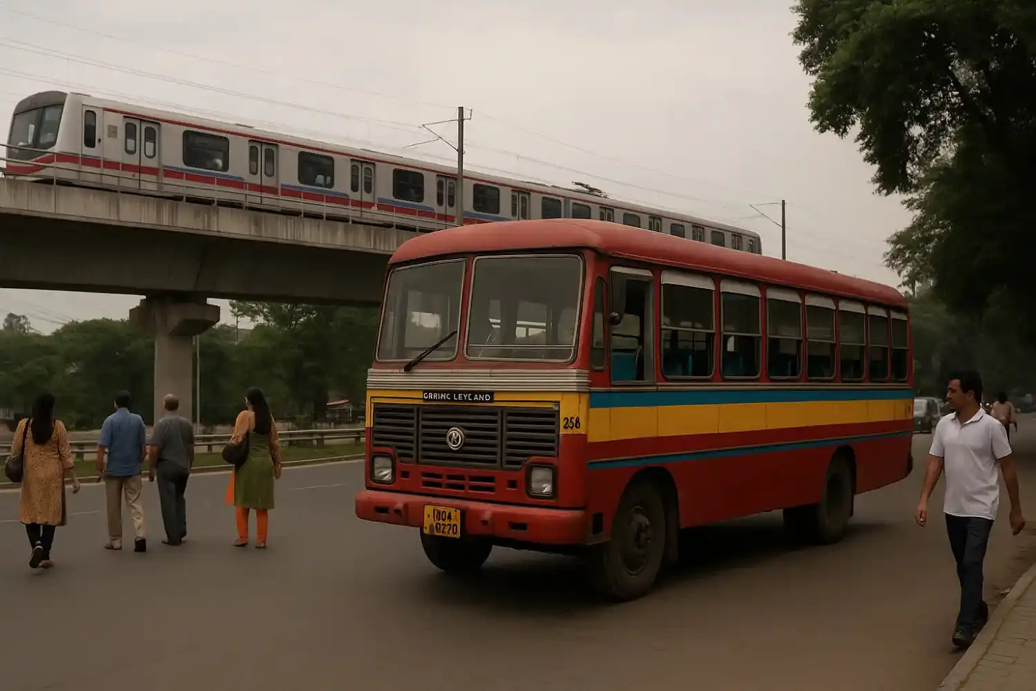 Kolkata bus route rejig post-metro with bus, metro and people in frame