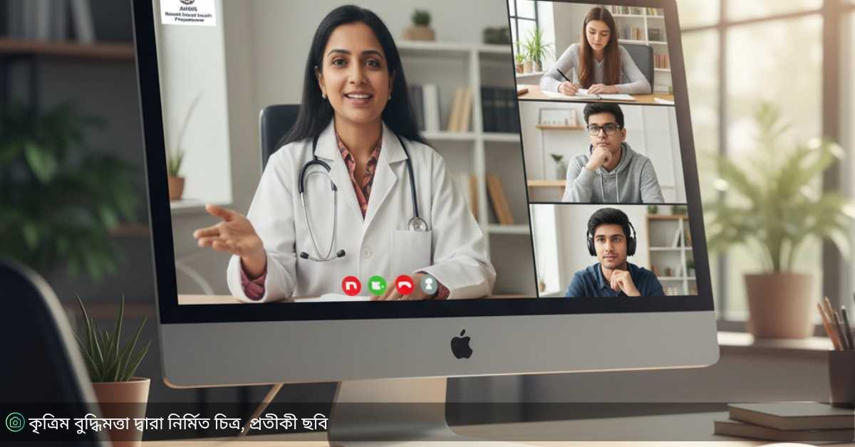“AIIMS student mental health programme এর কাউন্সেলরের সঙ্গে শিক্ষার্থী ভিডিও কলে কথা বলছে”
